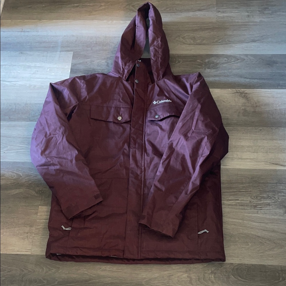 Columbia Men's Maroon Thermal Coil Jacket with Hood